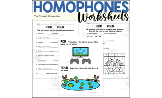 Homophones Worksheets: For Four
