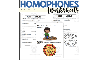 Homophones Worksheets: Hole Whole