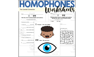 Homophones Worksheets: I Eye