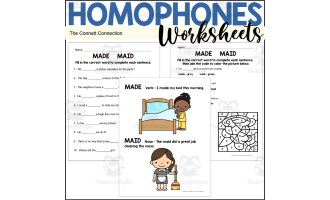 Homophones Worksheets: Made Maid