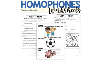 Homophones Worksheets – Meet vs Meat Pack