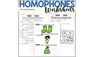 Homophones Worksheets: Pear Pair