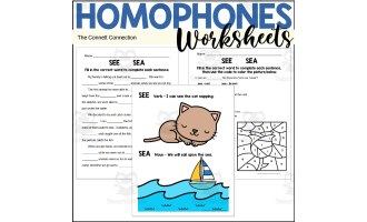 Homophones Worksheets: Sea See