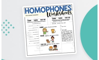 Homophones Worksheets: There Their They're
