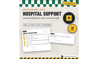 Hospital Support Job Skills Task Cards | Infection Control + Privacy