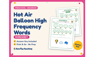 Hot Air Balloon High Frequency Words Worksheet – Preschool Sight Words