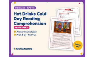 Hot Drinks Cold Day Reading Comprehension Worksheet – 3rd Grade