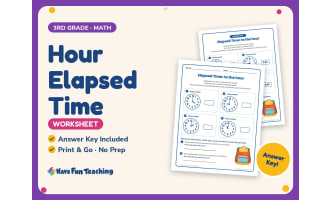 Hour Elapsed Time Worksheet – 3rd Grade Telling Time Practice