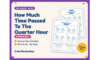 How Much Time Passed To The Quarter Hour Worksheet – 3rd Grade Clocks