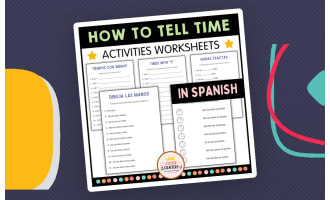 How to Tell Time Practice Activities Worksheets in Spanish for Grade 1