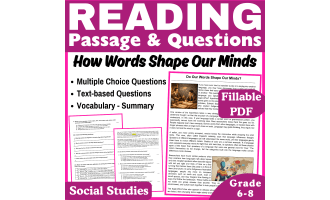 How Words Shape Our Minds: Social Studies Reading Passage Fillable PDF