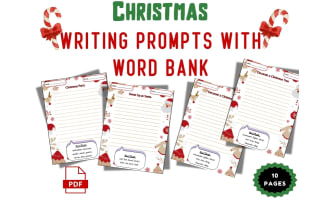 hristmas Writing Prompts with Word Bank - Christmas Creative Writing