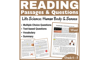 Human Body & Senses: Life Science Reading Comprehension (Word)