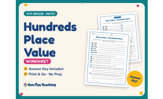Hundreds Place Value Worksheet – 4th Grade Math Practice + Answer Key