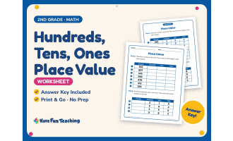 Hundreds, Tens, Ones Place Value Worksheet – 2nd Grade Math Practice