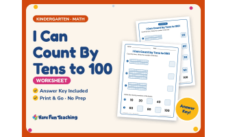 I Can Count By Tens to 100 Worksheet – Kindergarten Base 10 Practice