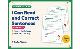 I Can Read and Correct Sentences Worksheet – 1st Grade Capitalization