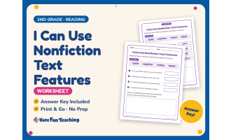 I Can Use Nonfiction Text Features Worksheet – 2nd Grade Reading