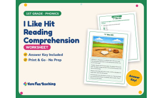 I Like Hit Reading Comprehension Worksheet – 1st Grade Short Vowels