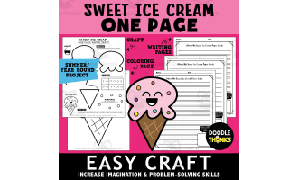 Ice  Cream Paper Craft | Easy One-Page Art Project for Summer Theme