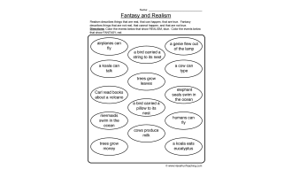 Identifying Fantasy and Realism Worksheet