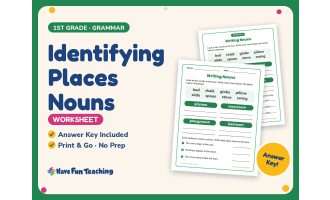 Identifying Places Nouns Worksheet – 1st Grade Grammar Practice