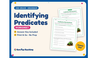 Identifying Predicates Worksheet – 2nd Grade Subject and Predicate