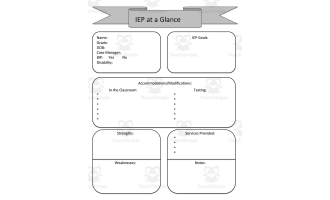 IEP at a Glance Worksheet