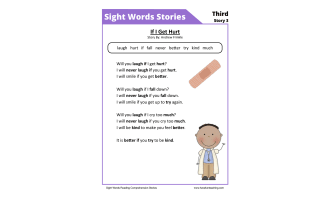 If I Get Hurt Third Sight Words Reading Comprehension Worksheet