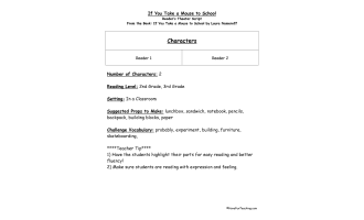 If You Take A Mouse To School Reader's Theater