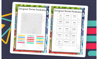 Immigrant Stories Vocabulary word search, scramble and crossword puzzl