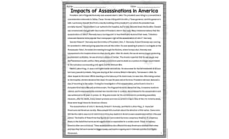 Impacts of Assassinations in America Reading Packet