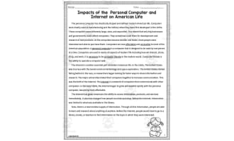 Impacts of the Computer + Internet on American Life Reading Packet