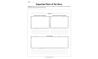 Important Parts of the Story Worksheet