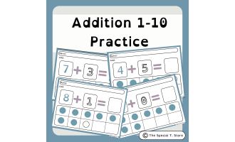 Inclusive Addition Practice 1-10 for PRE-K, K-1st Grade, Special Ed.