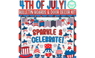 Independence Day Bulletin board & door Decor kit: Sparkle & Celebrate!