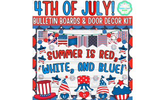 Independence Day Bulletin board & door Decor kit: Summer is Red, White