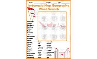 Indonesia Map Geography Word Search 2rd 3th 4th 5th Grade worksheet