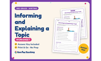 Informing and Explaining a Topic Worksheet – 3rd Grade Essays Practice