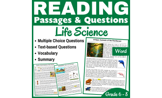 Insects, Animals, & Ecosystems: Reading Comprehension passages (Word)