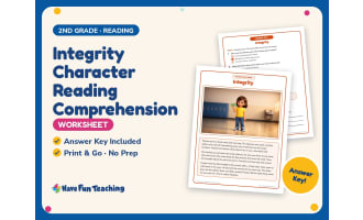 Integrity Character Reading Comprehension Worksheet – 2nd Grade