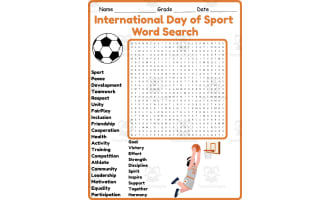International Day of Sport for Development and Peace Word Search