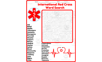 International Red Cross Word Search Puzzle Worksheet Activities
