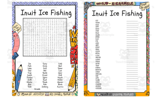 Inuit Ice Fishing word search & scramble