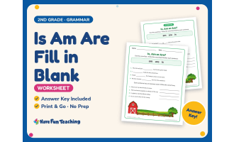 Is Am Are Fill in Blank Worksheet – 2nd Grade Verbs Practice