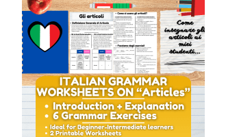 Italian Grammar Worksheets on Articles