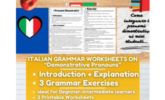 Italian Grammar Worksheets on Demonstrative Pronouns
