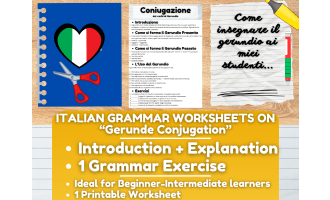 Italian Grammar Worksheets on Gerunde