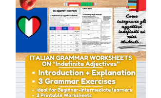 Italian Grammar Worksheets on "Indefinite Adjectives"
