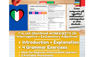 Italian Grammar Worksheets on Interrogative and Exclamatory Adjectives